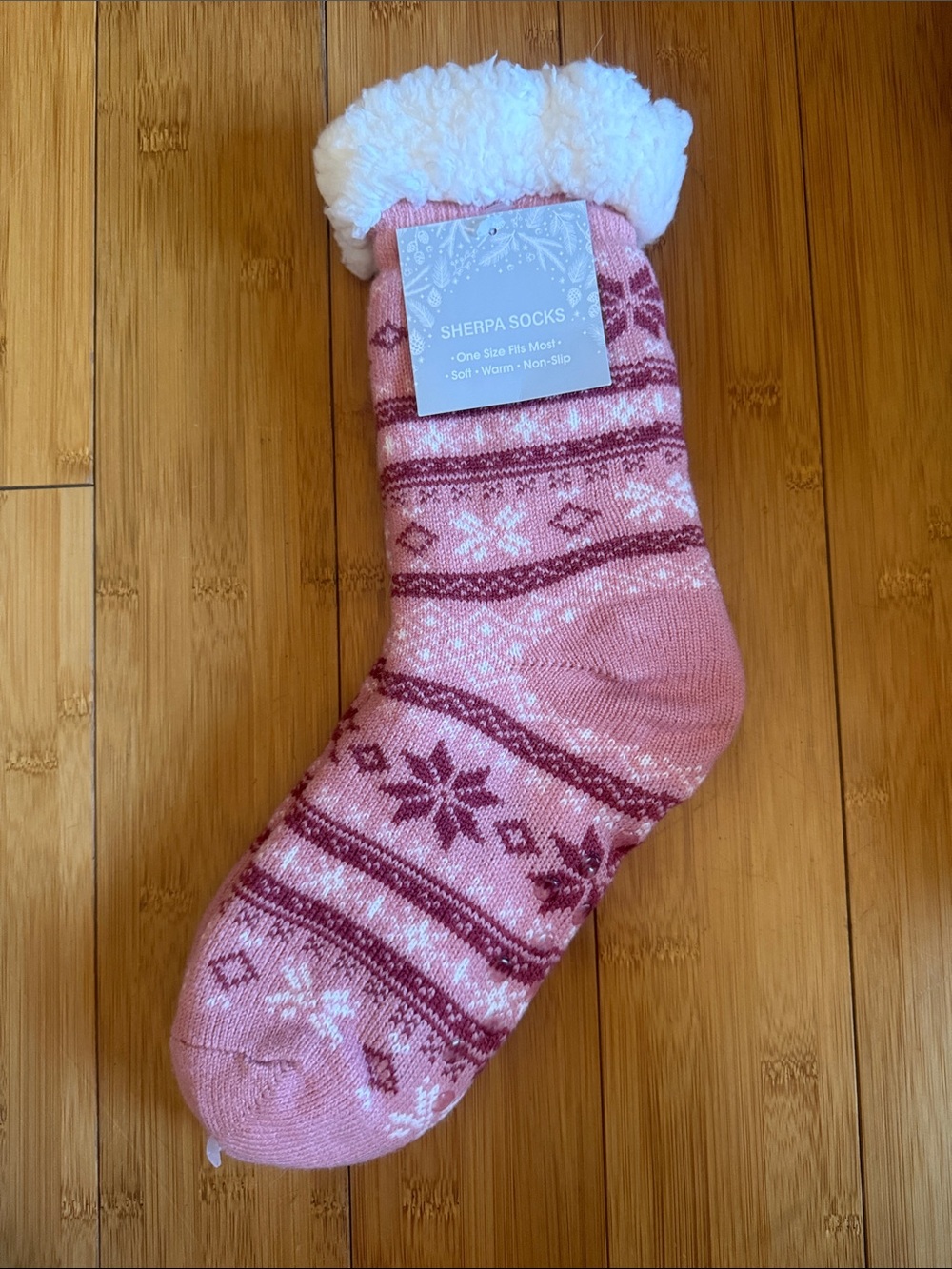 Sherpa Lined Pink Fair Isle Cozy Socks